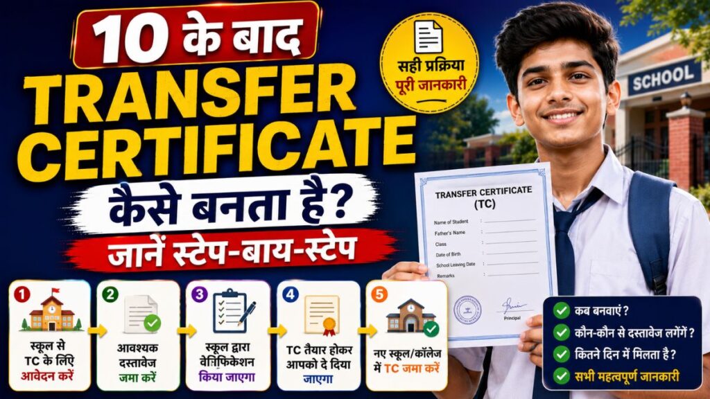 10 ke baad Transfer Certificate kaise banta hai?